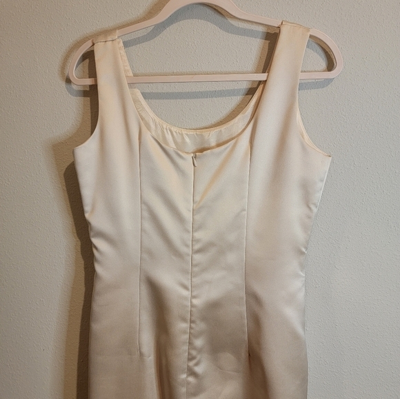 Floor Length Satin Cream Dress by Ever Beauty Formal Size 10 - Picture 5 of 8